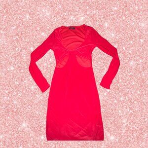 Red Club Tie Front Dress